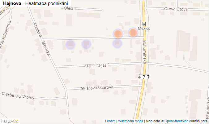 Mapa Hajnova - Firmy v ulici.