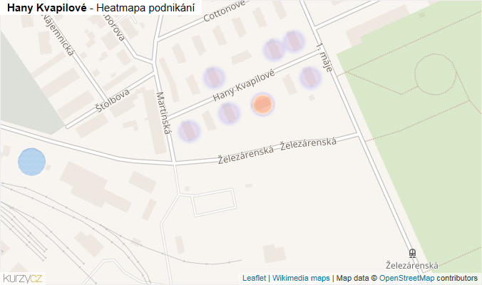 Mapa Hany Kvapilové - Firmy v ulici.