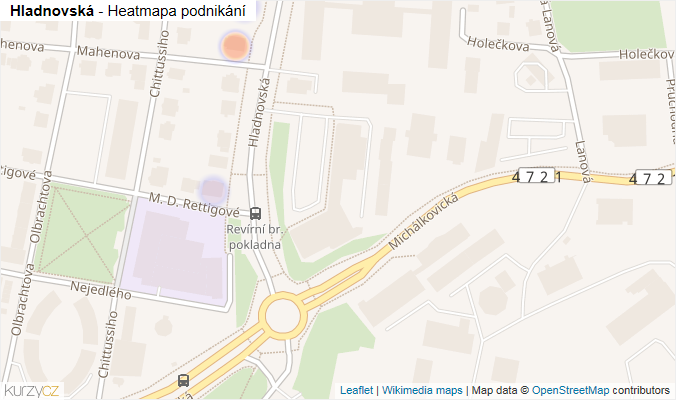 Mapa Hladnovská - Firmy v ulici.