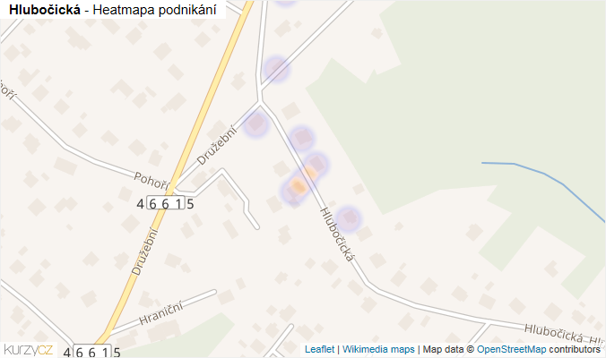 Mapa Hlubočická - Firmy v ulici.