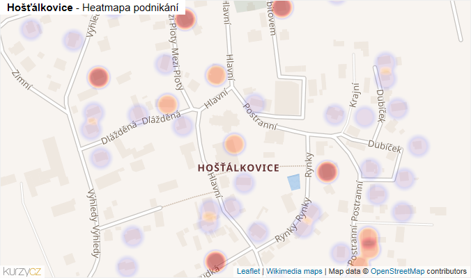 Mapa Hošťálkovice - Firmy v části obce.
