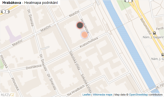 Mapa Hrabákova - Firmy v ulici.