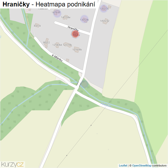 Mapa Hraničky - Firmy v ulici.