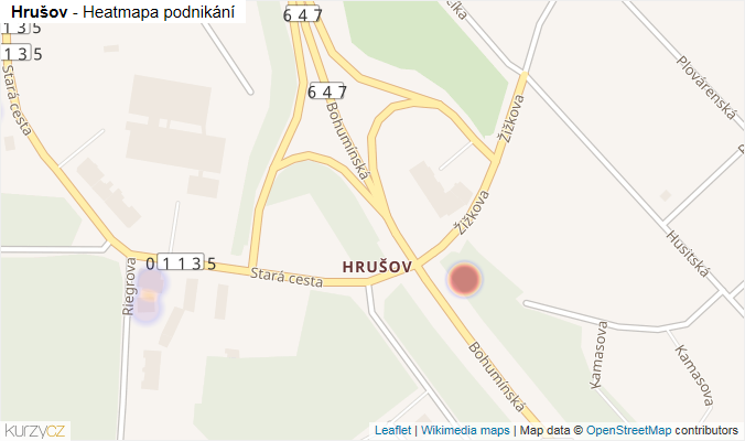 Mapa Hrušov - Firmy v části obce.