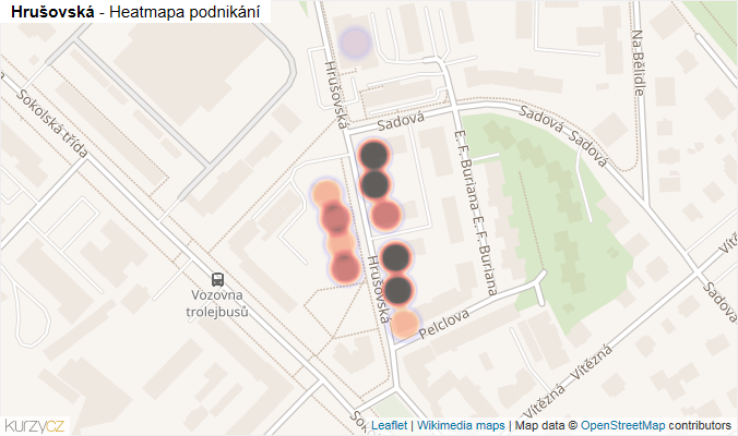 Mapa Hrušovská - Firmy v ulici.