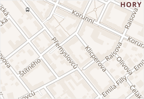 Hudební v obci Ostrava - mapa ulice