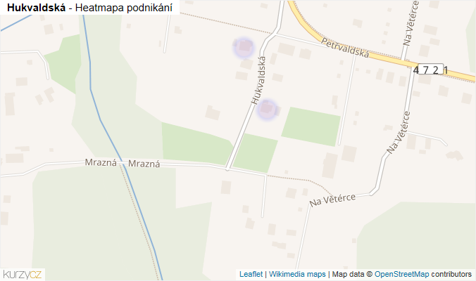 Mapa Hukvaldská - Firmy v ulici.