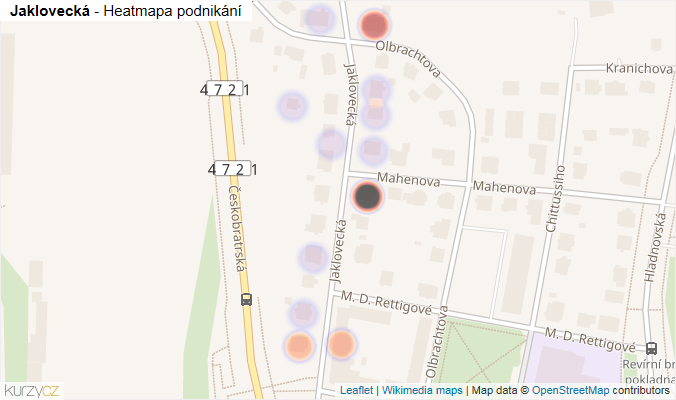 Mapa Jaklovecká - Firmy v ulici.