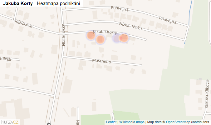 Mapa Jakuba Korty - Firmy v ulici.