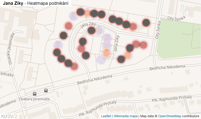 Mapa Jana Ziky - Firmy v ulici.