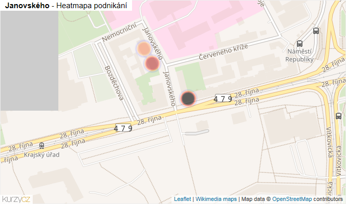 Mapa Janovského - Firmy v ulici.