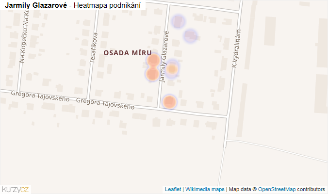 Mapa Jarmily Glazarové - Firmy v ulici.