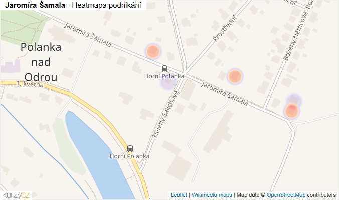 Mapa Jaromíra Šamala - Firmy v ulici.