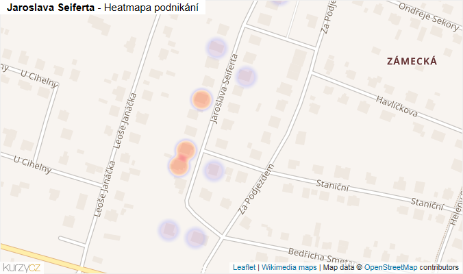 Mapa Jaroslava Seiferta - Firmy v ulici.