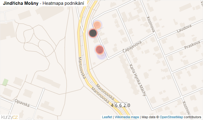 Mapa Jindřicha Mošny - Firmy v ulici.