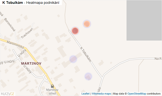 Mapa K Tobulkám - Firmy v ulici.