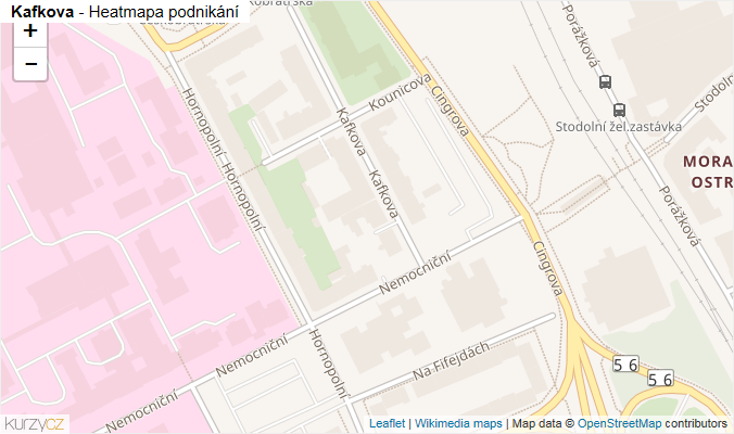 Mapa Kafkova - Firmy v ulici.