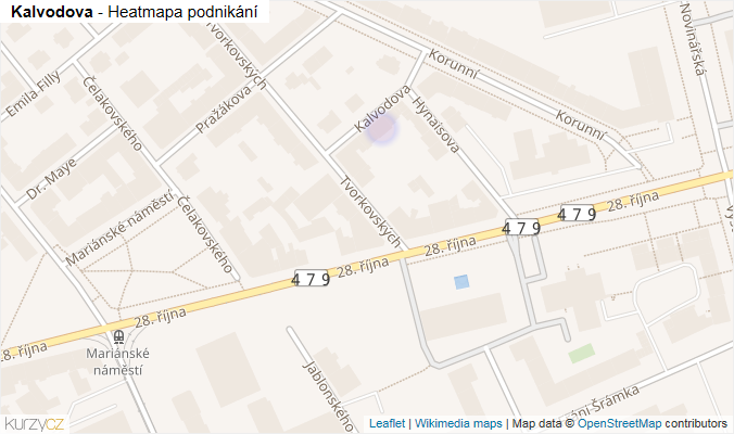 Mapa Kalvodova - Firmy v ulici.