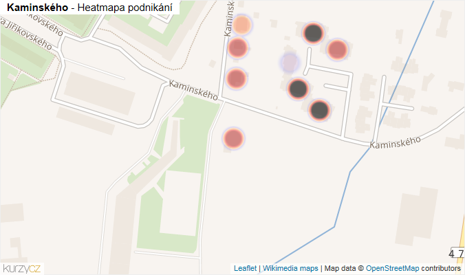 Mapa Kaminského - Firmy v ulici.