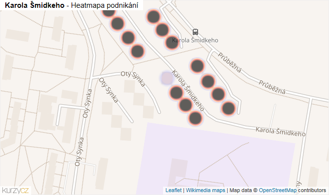 Mapa Karola Šmidkeho - Firmy v ulici.