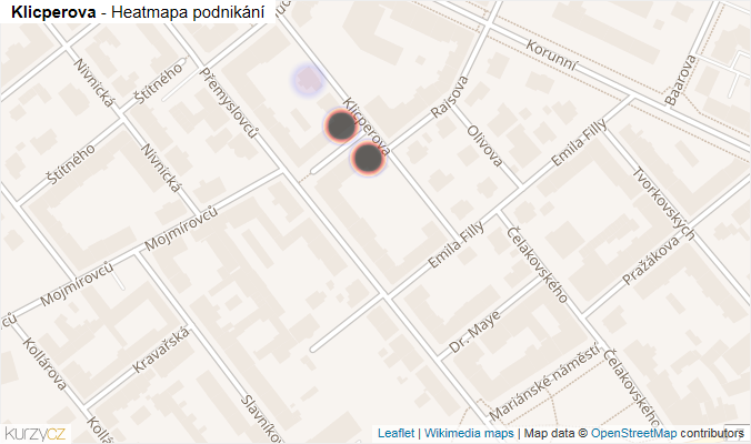 Mapa Klicperova - Firmy v ulici.