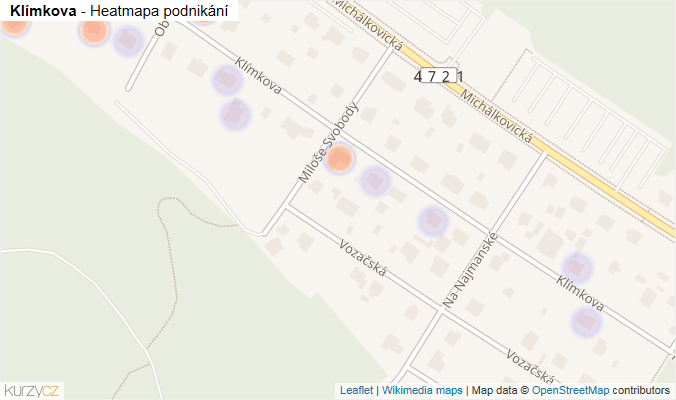 Mapa Klímkova - Firmy v ulici.