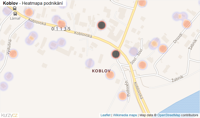 Mapa Koblov - Firmy v části obce.