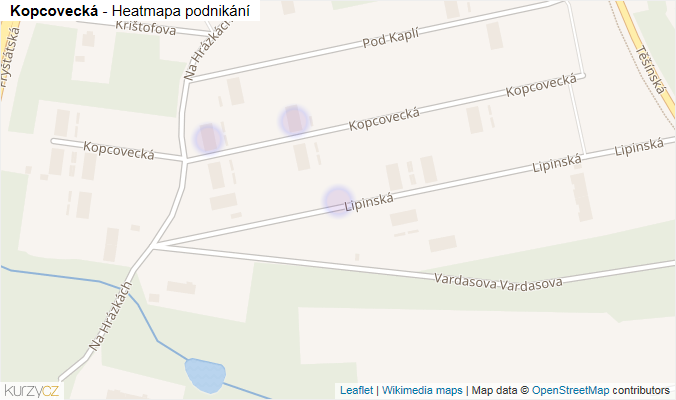 Mapa Kopcovecká - Firmy v ulici.