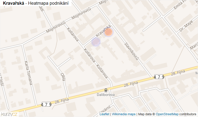 Mapa Kravařská - Firmy v ulici.