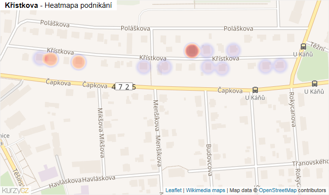 Mapa Křístkova - Firmy v ulici.