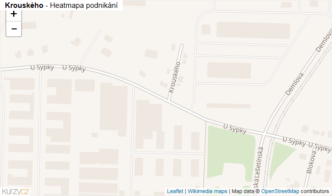 Mapa Krouského - Firmy v ulici.