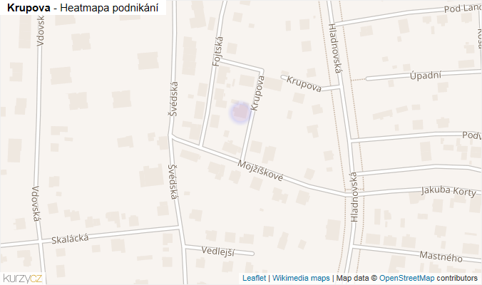 Mapa Krupova - Firmy v ulici.