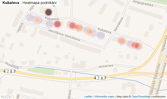 Mapa Kubalova - Firmy v ulici.