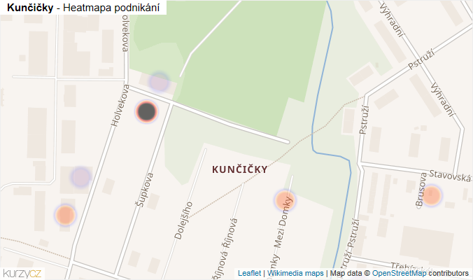 Mapa Kunčičky - Firmy v části obce.