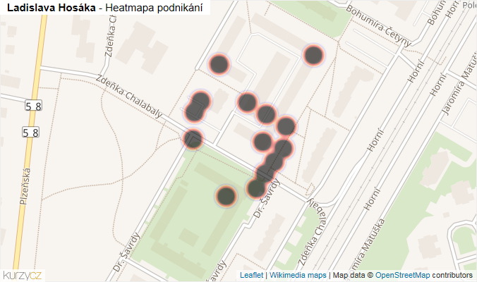 Mapa Ladislava Hosáka - Firmy v ulici.