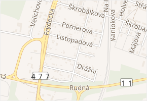 Listopadová v obci Ostrava - mapa ulice