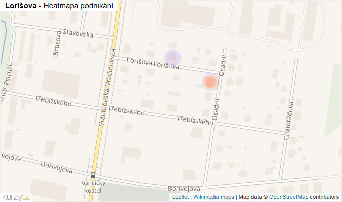 Mapa Lorišova - Firmy v ulici.