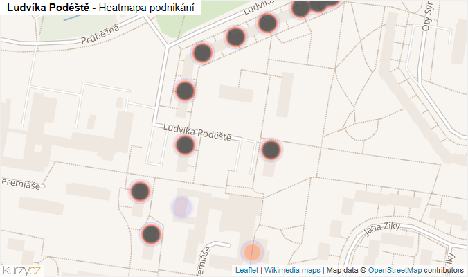 Mapa Ludvíka Podéště - Firmy v ulici.