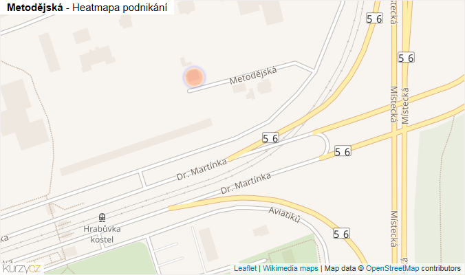 Mapa Metodějská - Firmy v ulici.