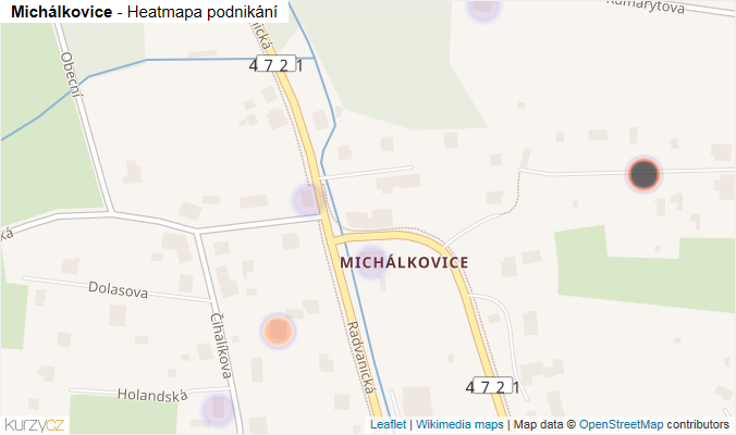 Mapa Michálkovice - Firmy v části obce.
