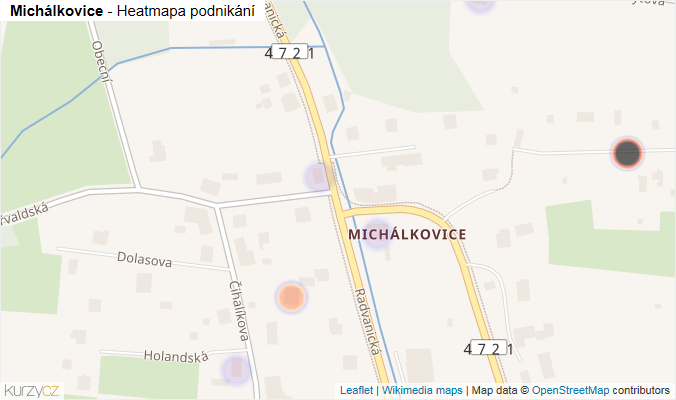 Mapa Michálkovice - Firmy v městské části.