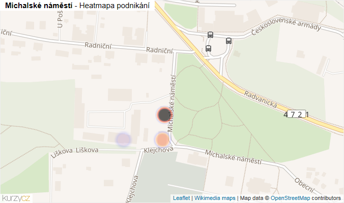 Mapa Michalské náměstí - Firmy v ulici.