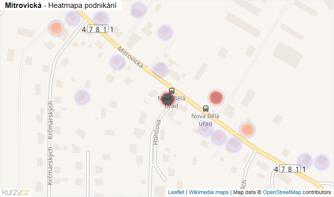 Mapa Mitrovická - Firmy v ulici.