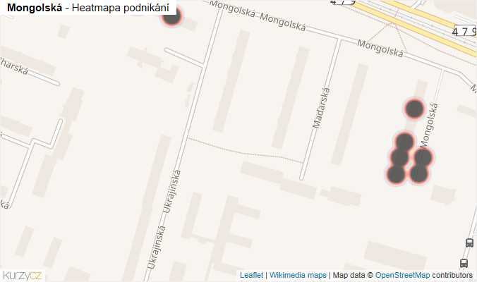Mapa Mongolská - Firmy v ulici.