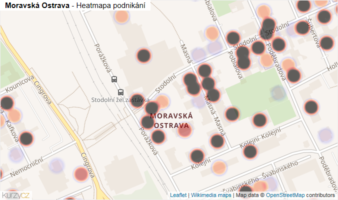 Mapa Moravská Ostrava - Firmy v části obce.