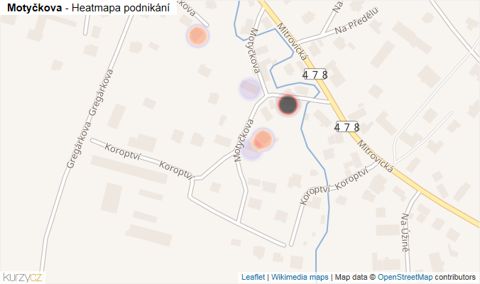 Mapa Motyčkova - Firmy v ulici.