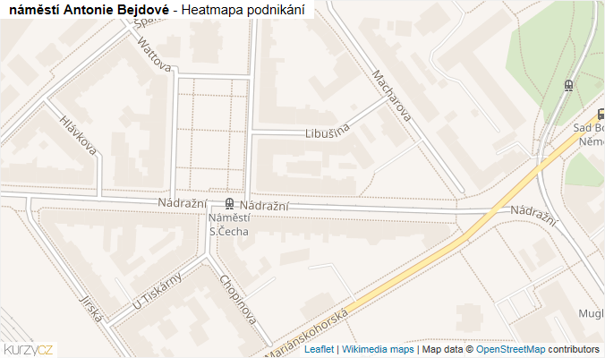 Mapa náměstí Antonie Bejdové - Firmy v ulici.