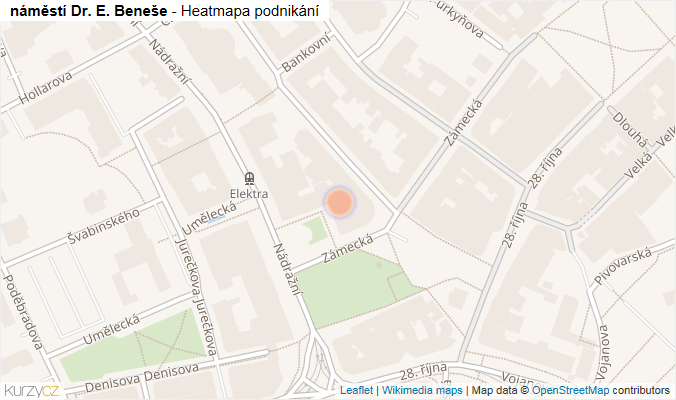 Mapa náměstí Dr. E. Beneše - Firmy v ulici.