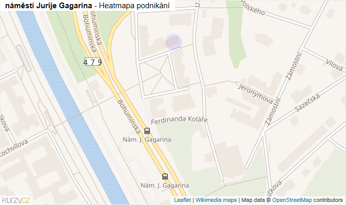 Mapa náměstí Jurije Gagarina - Firmy v ulici.