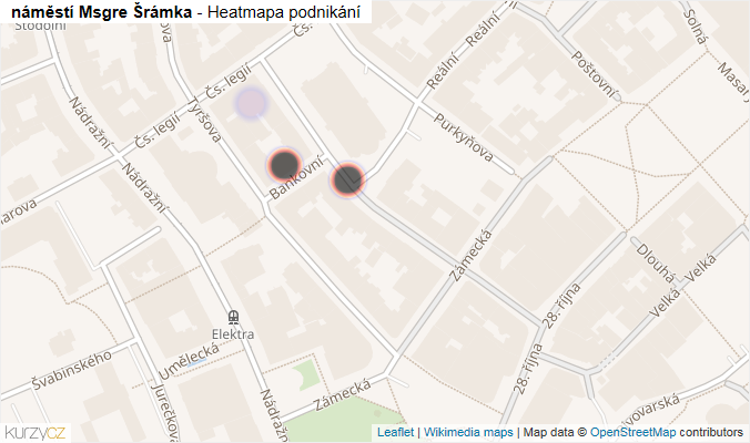Mapa náměstí Msgre Šrámka - Firmy v ulici.